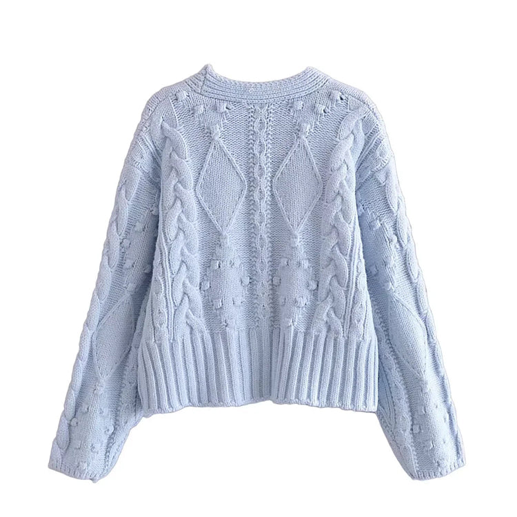 New artificial jewelry button knitted sweater cardigan coat  7330