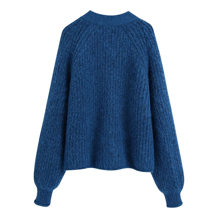 Cardigan en tricot à pointes décontracté et ample à la française 7382 
