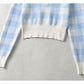 Vintage chessboard Plaid Polo neck T-shirt  7394