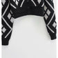 American Vintage diamond check V-neck knitted cardigan  7311