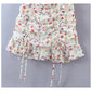 Niche design floral suspender skirt with ruffle trim  7148