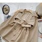 Suit collar windbreaker coat Long Sleeve loose top with belt  6218