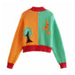New multi panel contrast embroidered sweater  7268