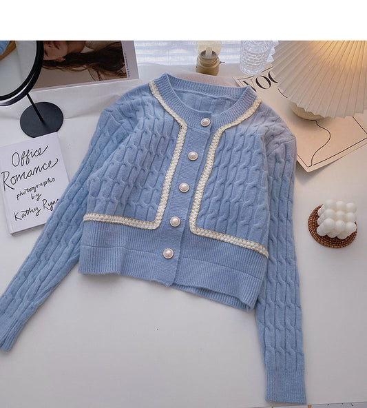 Haut à manches courtes et longues en chanvre avec boucle en perles vintage 5856