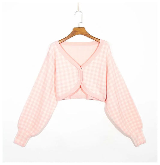 Cardigan tricoté pour fille, haut taille haute, pull ouvert au nombril, manteau, pull 7170