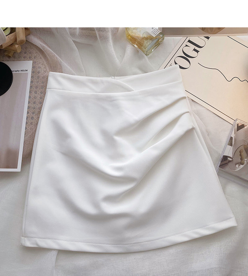 Korean version of foreign style gentle and thin pleated high waist A-shaped skirt  5663