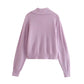 Versatile Lapel solid knit cardigan long sleeve sweater  7356