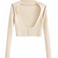 Autumn new spice girl high neck hollow button slim knit  7188