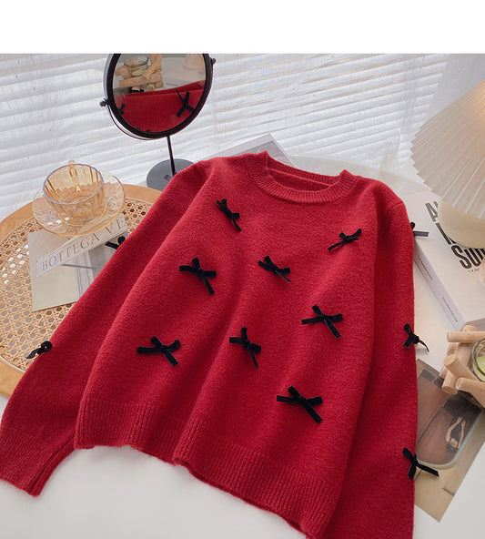 Pull vintage à manches longues de couleur unie avec un design fin 6185