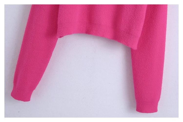 Versatile straight tube loose sweater soft touch sweater  7381