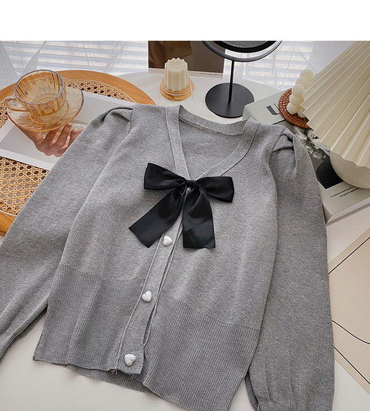 Pull à manches lanternes françaises avec nœud 6474