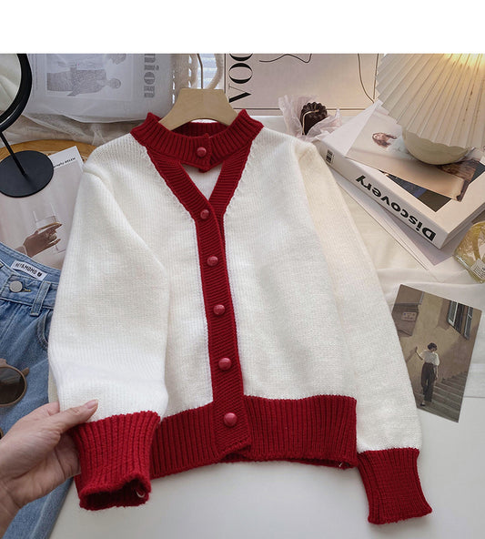 Pull à manches longues de couleur rétro avec design ajouré 6196