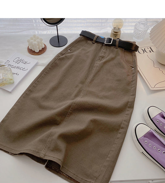 Vielseitiger, mittellanger Rock in A-Linie mit hoher Taille und hoher Taille 5728