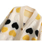 Love jacquard loose knit cardigan coat  7319
