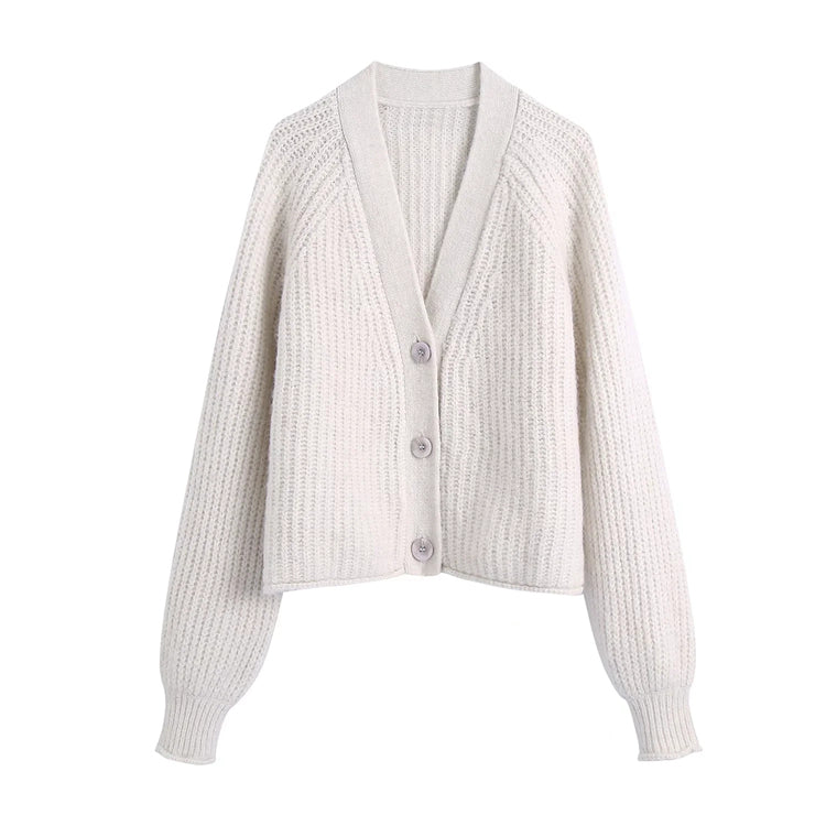 Cardigan en tricot à pointes décontracté et ample à la française 7382 