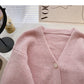 Korean retro sweet Beaded single breasted long sleeved top  6023