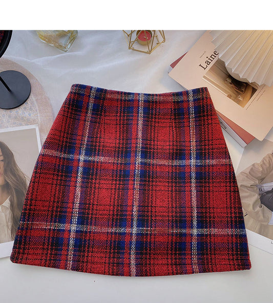 Korean fashionable age reducing Retro High Waist Skirt  5546