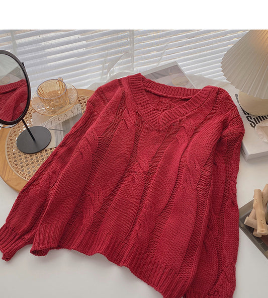 Le pull à col en V uni à manches longues est un haut fin, doux et polyvalent 6729