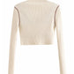 Autumn new spice girl high neck hollow button slim knit  7188