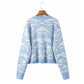 Pull à manches longues en jacquard de cheval Cardigan en tricot à col en V rétro paresseux 7265