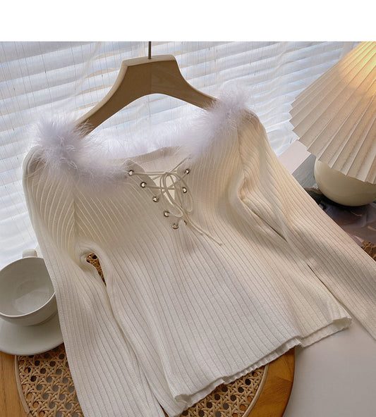 Pull-over polyvalent à manches longues, coupe slim, couleur unie, court, 6552