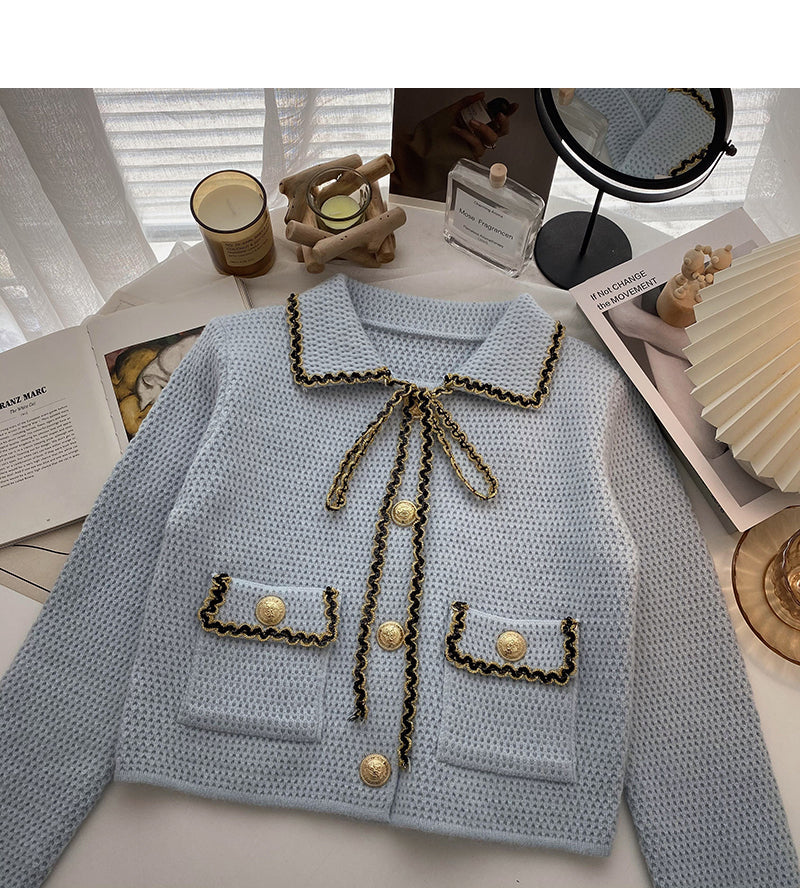 Xiaoxiangfeng sweater cardigan Vintage short top  6103