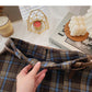 Versatile retro fashion checkered high waist A-line skirt  5596