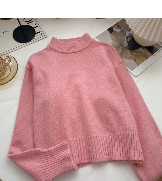 Pull à manches longues polyvalent de couleur unie 6066