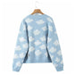 Süßer alternder Jacquard-Strickcardigan mit Wolken und V-Ausschnitt 7312