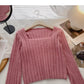 Niche design pit stripe sweater Korean version is thin  6084