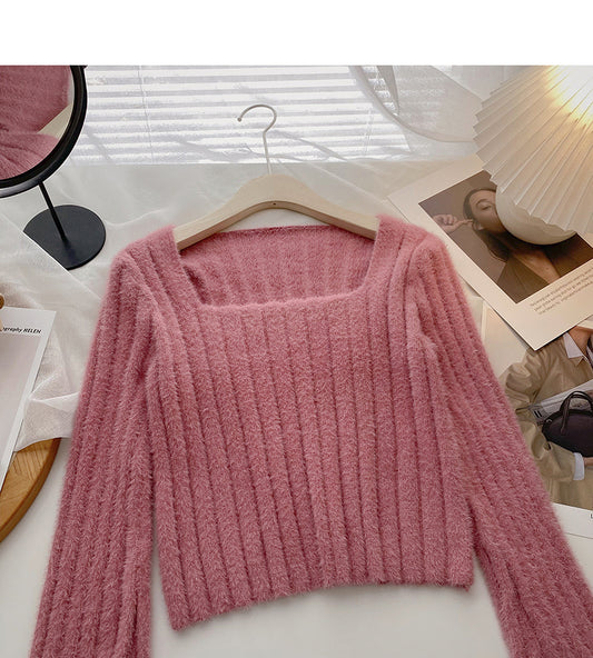 Pull à rayures de conception de niche, version coréenne, est mince 6084
