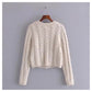 Versatile synthetic gem button 8-ply cardigan  7409