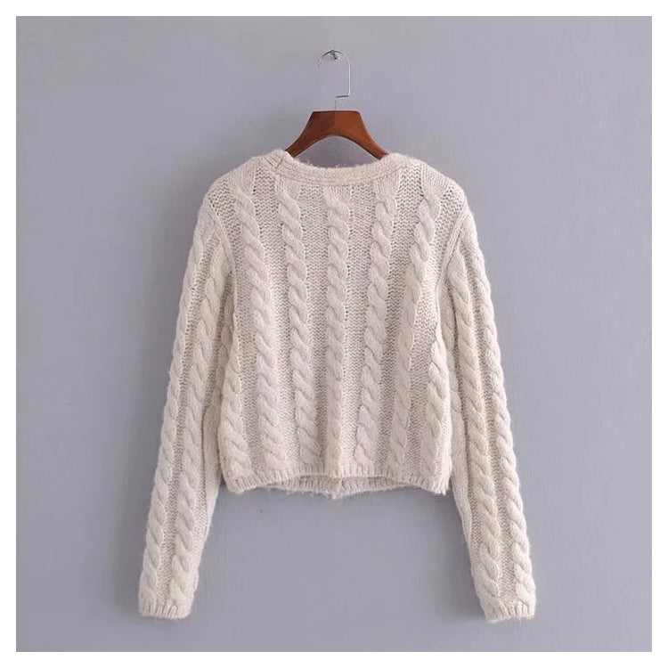 Versatile synthetic gem button 8-ply cardigan  7409
