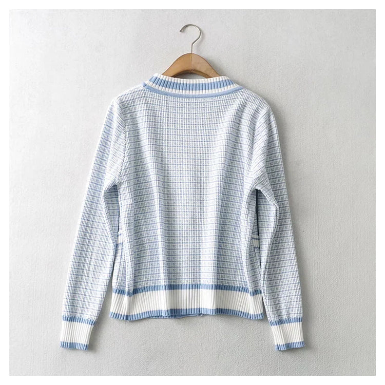 Xiaoxiangfeng V-neck pearl button loose knit cardigan coat  7460