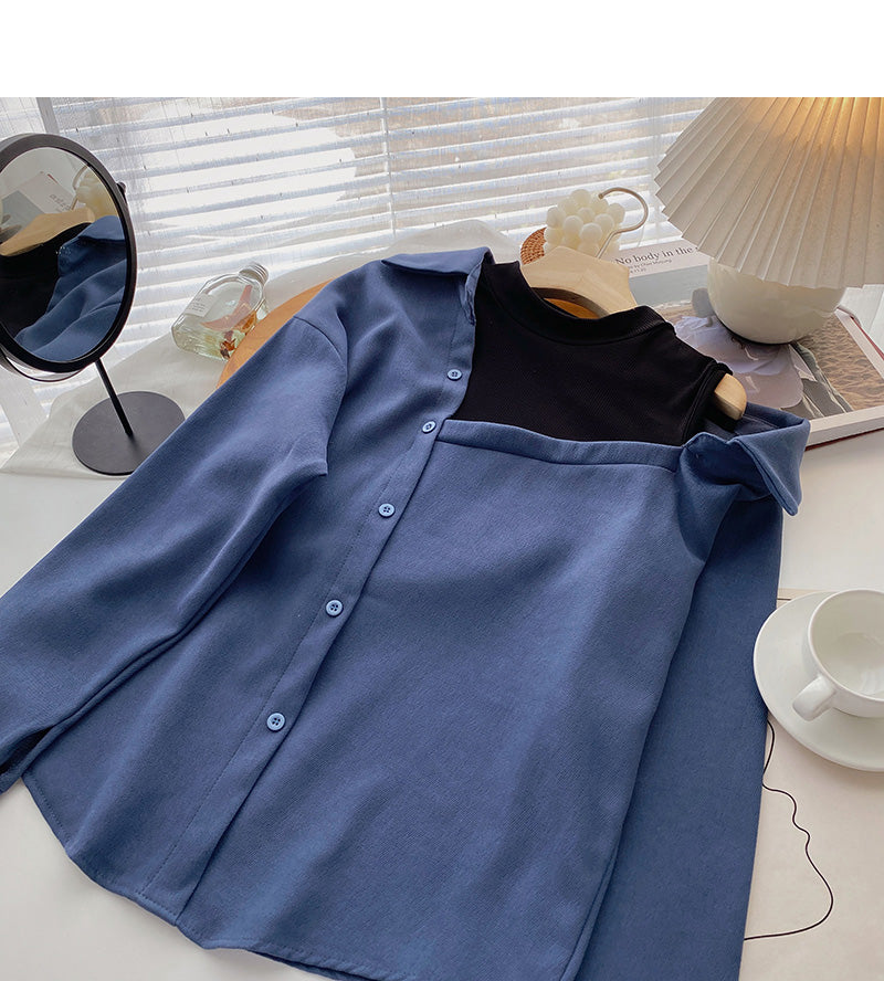 Pull ras du cou à manches longues et coutures dénudées 6334