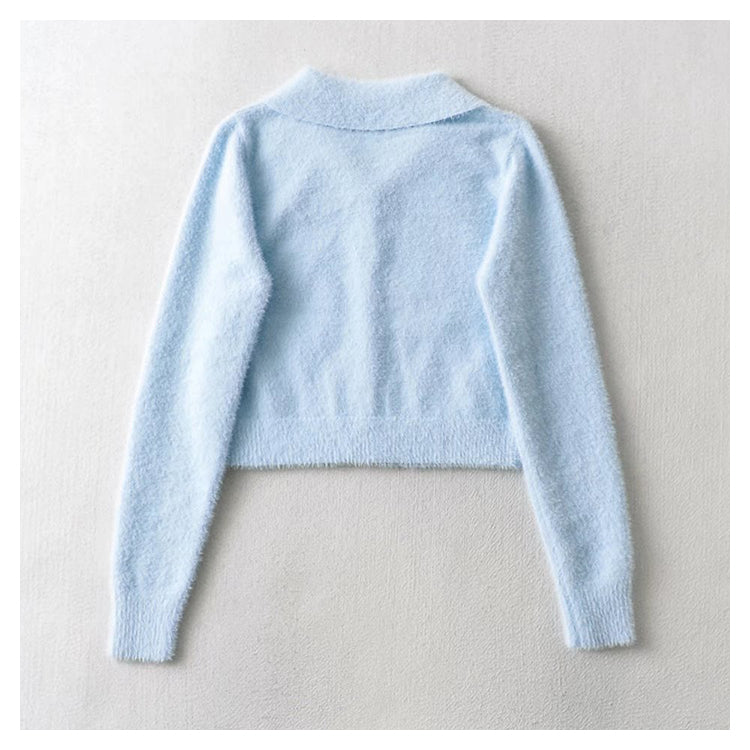 Vintage high waist navel top cardigan sweater  7431