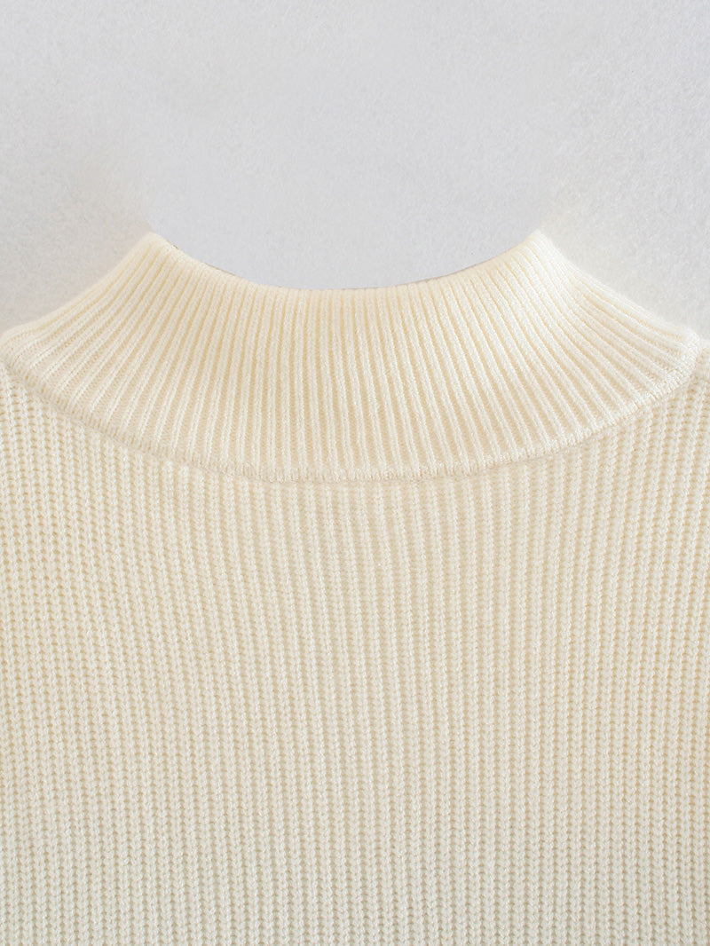 Pull ample polyvalent à col montant et rayures 7343