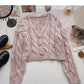 Pull torsadé tricoté version coréenne style paresseux 6129