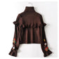 High waist floral embroidery layered decorative loose knit  7408