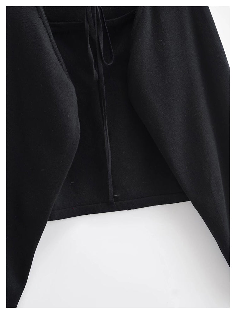Nouveau chemisier à bretelles intégré, haut cardigan paresseux 7459