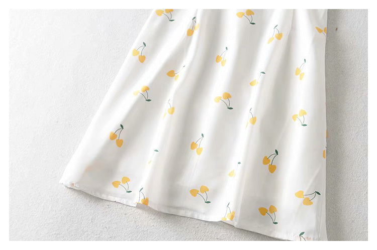 Sweet yellow cherry suspender skirt  7046