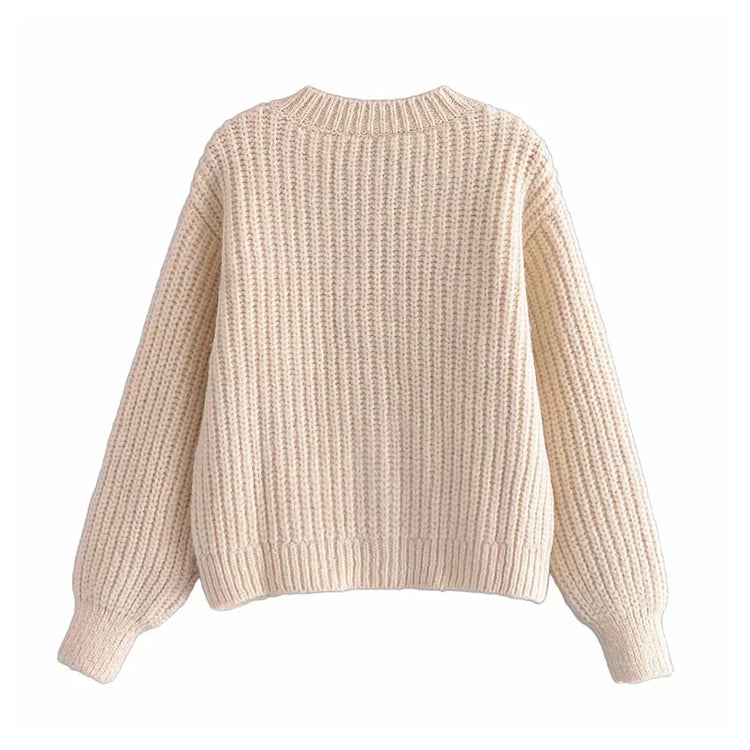 Lazy style leisure temperament loose knit cardigan sweater coat  7365