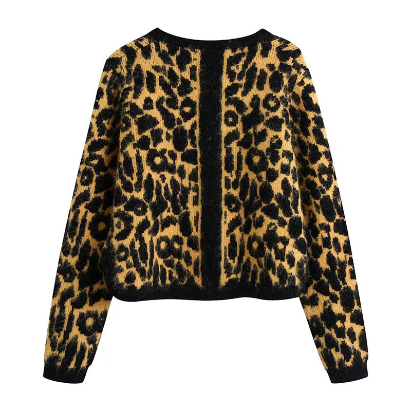 Vintage animal jacquard sweater knitted coat  7350