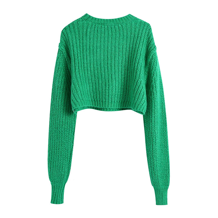 New Vintage Kurzpullover mit Rundhalsausschnitt und Puffärmeln 7323