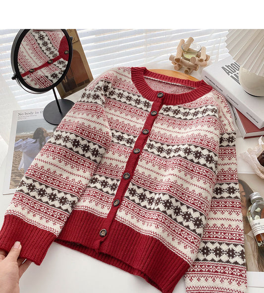 Cardigan pull vintage de couleur assortie personnalisé à manches longues 6120