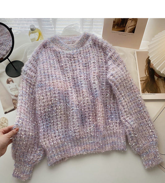 Pull ample à manches longues de couleur personnalisée de conception coréenne 5968