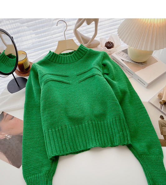Pull décontracté à manches longues de couleur unie de style paresseux coréen 6155