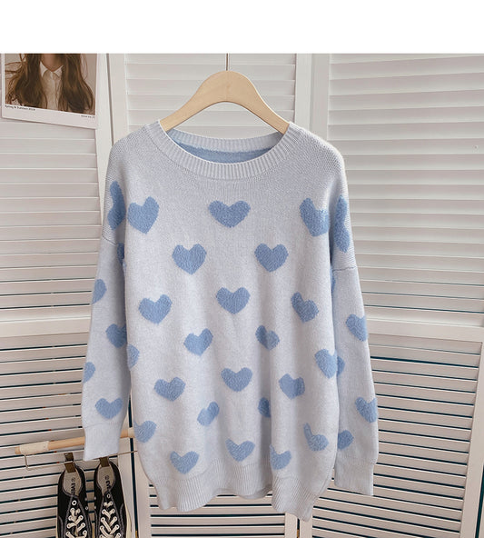 Pull jacquard Lazy Wind Love à manches longues et fines, marée 6172