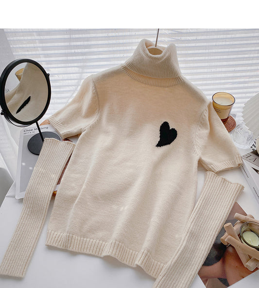 Pull col montant design sens deux hauts à manches longues 6608