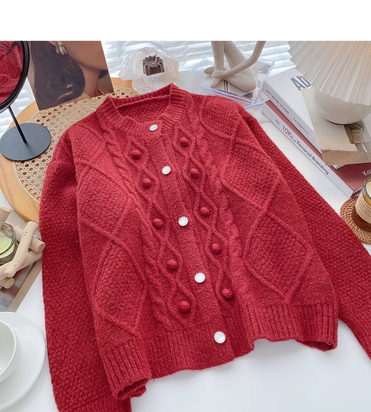 Pull de style coréen rétro de couleur unie 5991